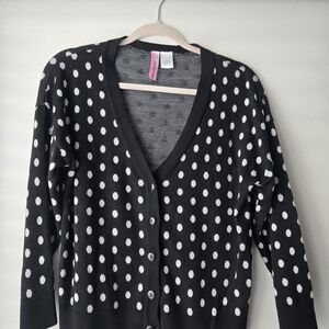 Black and White Polka Dot Cardigan Size XLarge